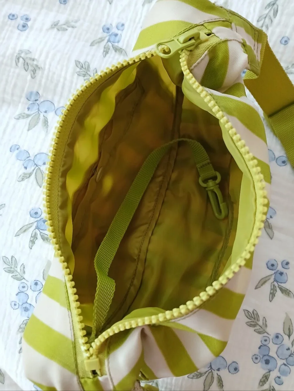 Green Striped Sling Crossbody Bag